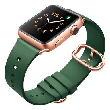 rose gold apple watch with forest green band on an angle sticker
