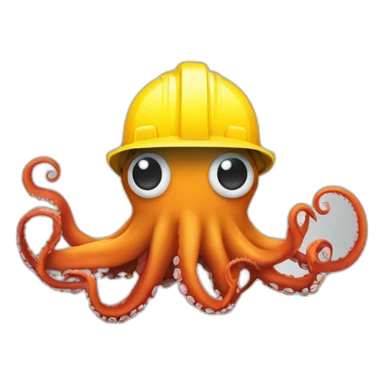 octopus avec casque de chantier qui tient des outils dans chaque tentacule sticker