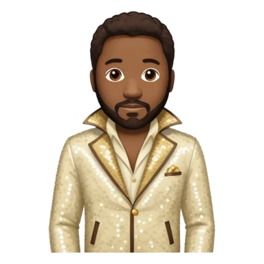Eddie Levert from The O'Jays with dark brown hair, cream sequin outfit sticker