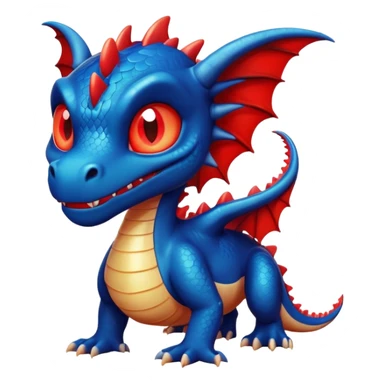 Dragon with glowing red eyes looking possessed, wearing blue swimming trunks sticker
