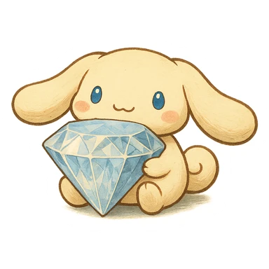 ghibli style Cinnamoroll with a large diamond sticker