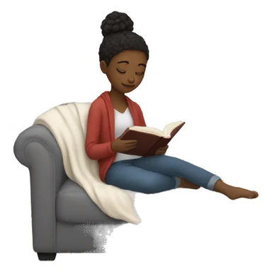 Introverted white girl reading a book on the couch with a blanket sticker