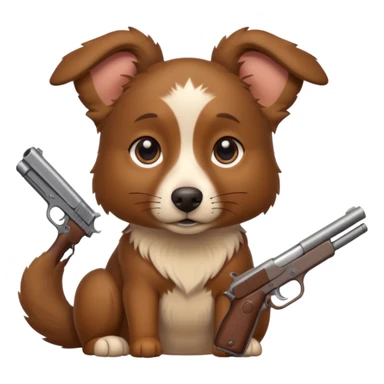 Brown Aussie dog no tail with one gun sticker
