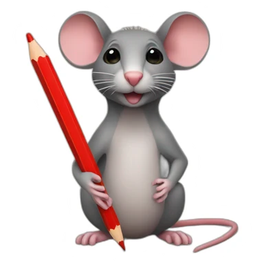 a rat holding a red pencil sticker
