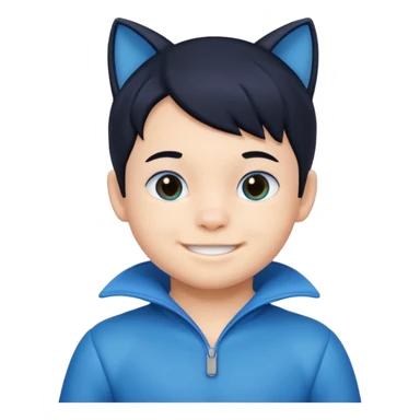 little kid boy with blue cat suit. black hair sticker