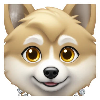 Pomsky with a gold chain and diamond earrings sticker