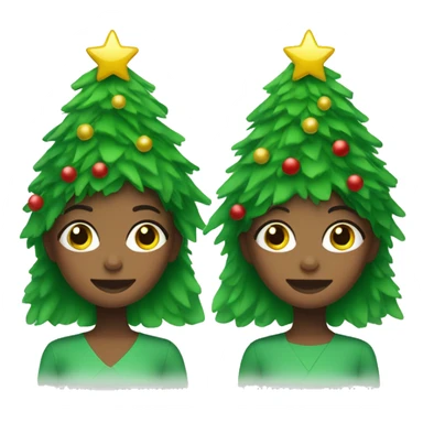 two girls dressed as christmas trees  sticker