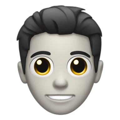 skull with slick black hair grey streaks sticker