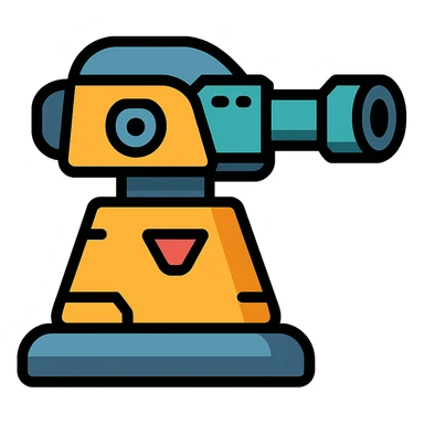 sci fi turret color outline icon with futuristic details sticker