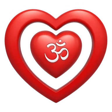 a red heart with a white om sign in the middle sticker