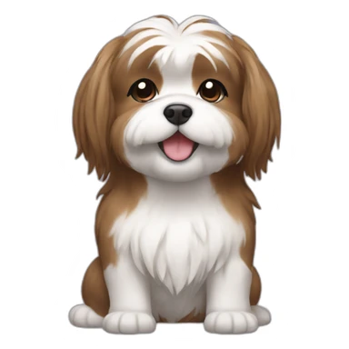 Shitzu brown and white smiling with long hair and pigtails  sticker