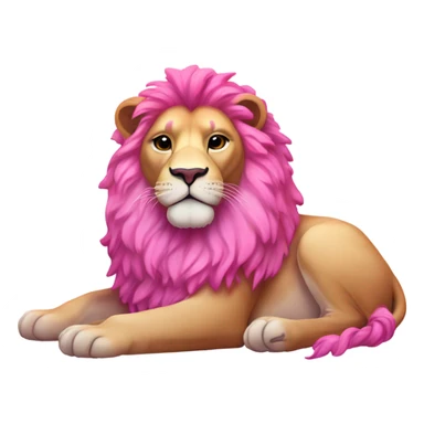 Fully Pink ombre lion lying down with glitter sticker
