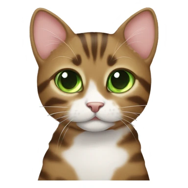 green eye, brown tabby girly cat whole body sticker