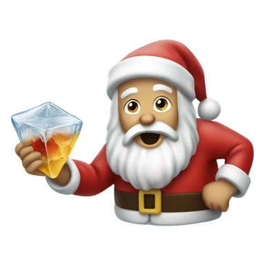 Santa clause eating a ice cube  sticker