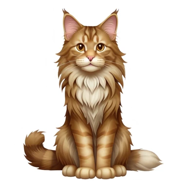 cinematic-[maine coon cat]-realistic-full-body-sitting-emoji,-tail-curled-playfully-around-its-paws,-head-tilted-dramatically,-scruffy-[maine coon]-fur,-simplified-yet-realistic-focused-features,-highly-detailed,-glowing-with-an-almost-sarcastic-glow sticker