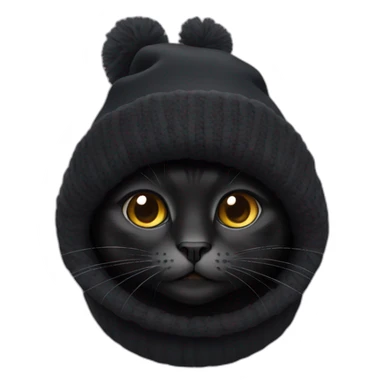 Black cat with a warm hat sticker