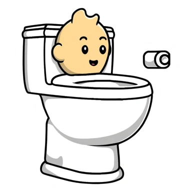 Toilet with a human head visible inside the bowl sticker