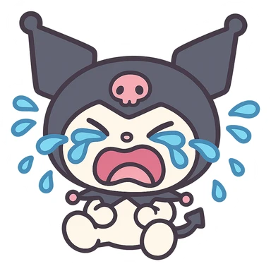 Kuromi crying, pastel toon style sticker