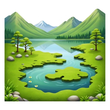 lake with moss on top with surrounding scenery sticker