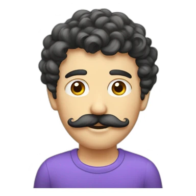 homme moustache cheuveux bouclé  sticker