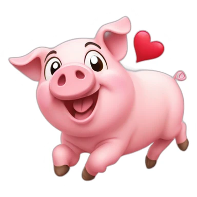 Happy pig and flying hearts sticker