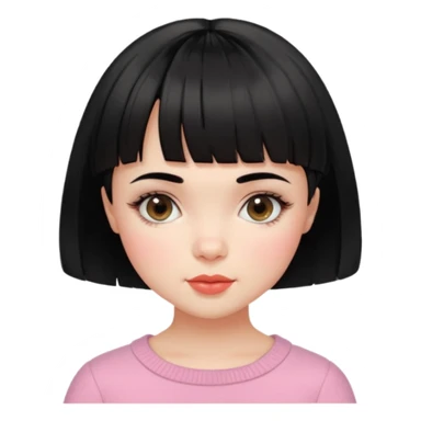 Gorgeous french girl short french haircut baby bangs black hair Amelie Beautiful Blushing Petite Girl with beautiful hair aesthetic sticker