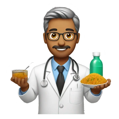 Pharmacist with biryani sticker