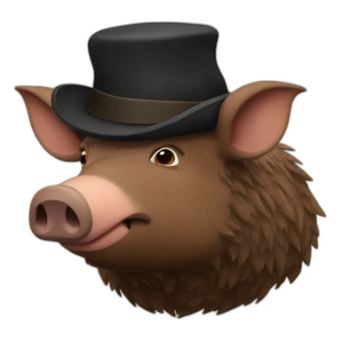 fullface brown boar tired of life with a black winter hat sticker