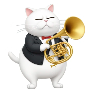 Incredibly fat cat, playing a trombone sticker