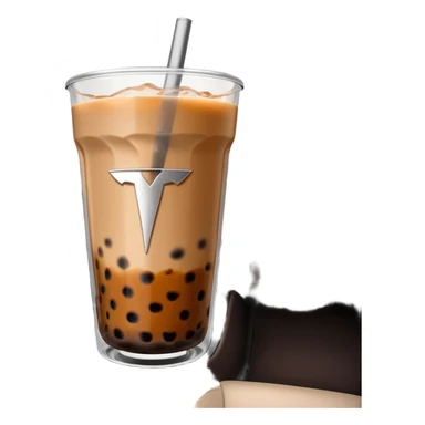 bobatea in tesla, without a person and with the tesla logo sticker
