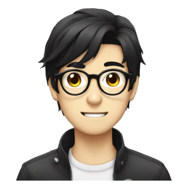 Anime Boy with glasses and black hair sticker