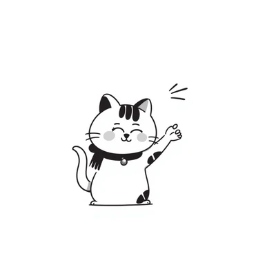 White and black Chinese lucky cat, cute  sticker