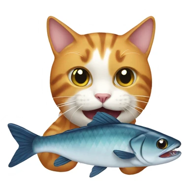 A cat eating fish sticker