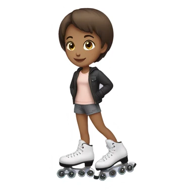 girl brown short hair with white road  skates  sticker