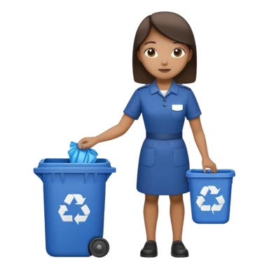 full side body , housekeeper put the trash in can sticker