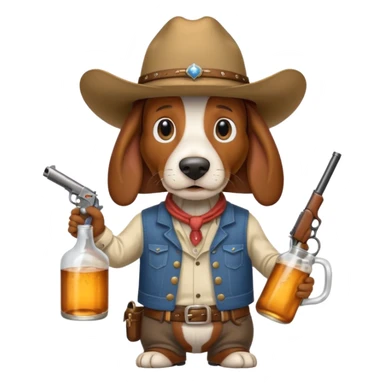 hillbilly basset hound with cowboy hat moonshine and a gun sticker