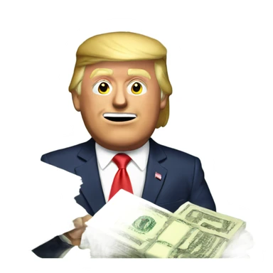 Trump with money spread sticker