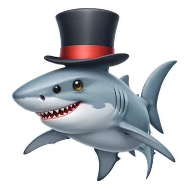Shark with a top hat sticker