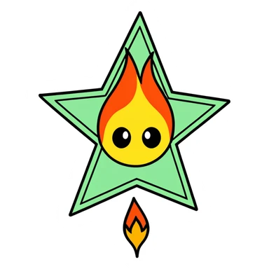 A on fire with six point stare  sticker