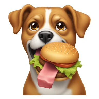 Dog eating a burger sticker