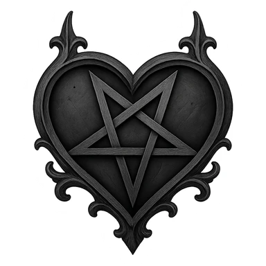 gothic heart with a pentagram, remove background sticker