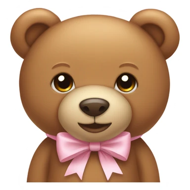 light brown teddy bear with a light pink bow around its neck sticker
