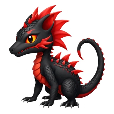 Shiny cool badass Fiery gothic evil black and red salandit-Liten-torracat with a red Mohawk  sticker
