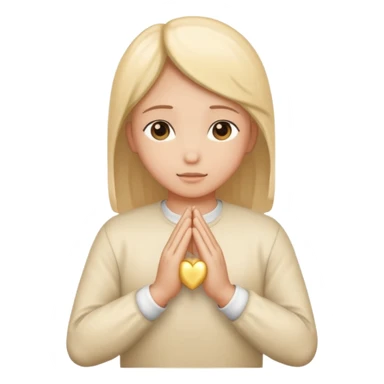 hands folded in prayer with a milky golden heart sticker