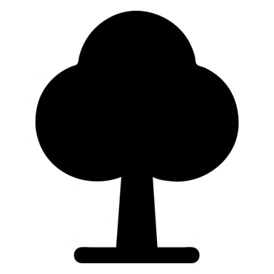 solid black filled icon of a tree, no outline, minimal detail sticker