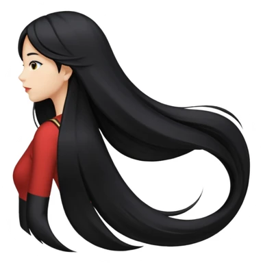 back view of long black hair sticker