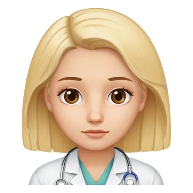 Blonde model with brown eyes, hospital patient sticker