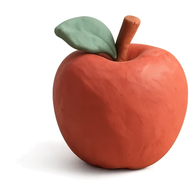 red apple in claymation style with visible fingerprints and pastel colors sticker