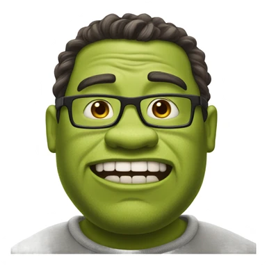 1000 pound man that looks like Shrek with glasses and mouth open sticker