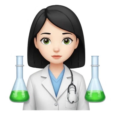 Black haired girl in a laboratory sticker